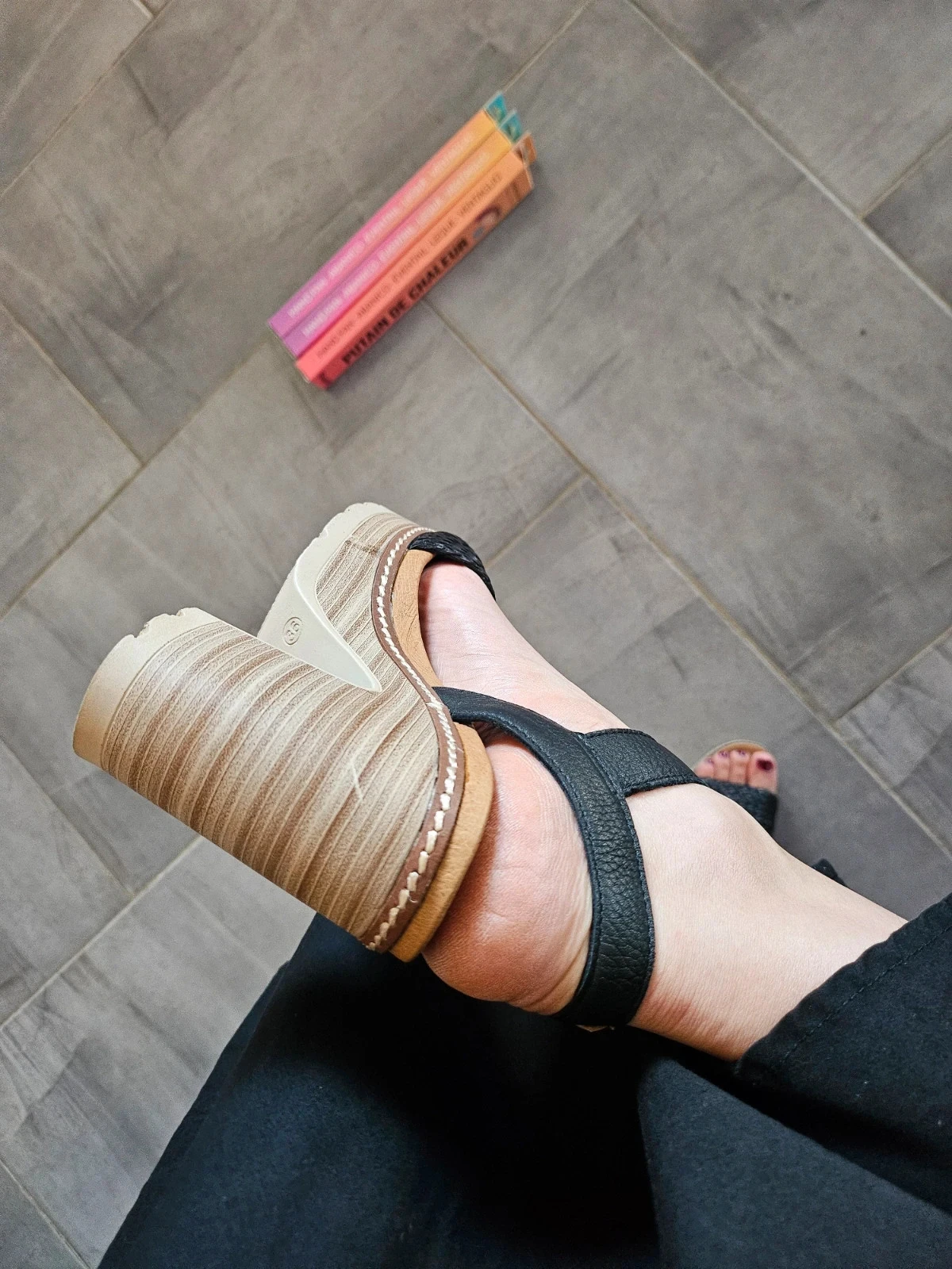 Carmela Black Leather Platform Heel Sandals – photo 4